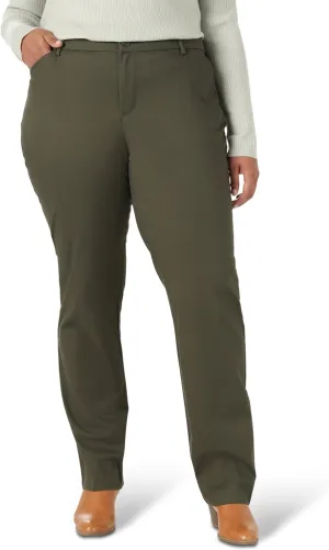 Lee Women's Plus Size Wrinkle Free Relaxed Fit Straight Leg Pant