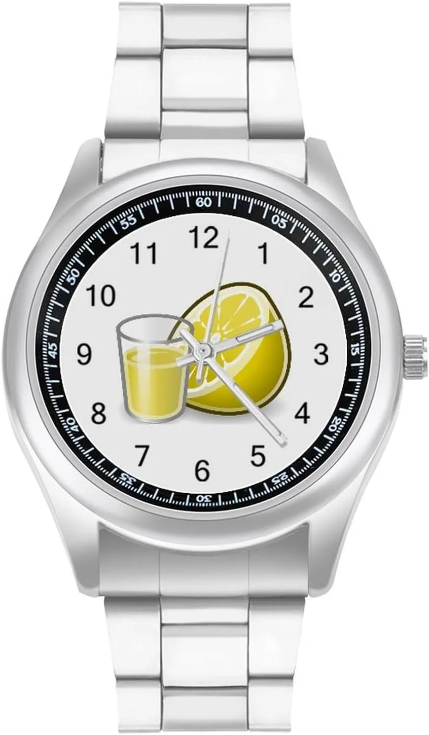 Lemon Water Stainless Steel Strap Simple Business Watches for Men Easy Reader Work Casual Watch