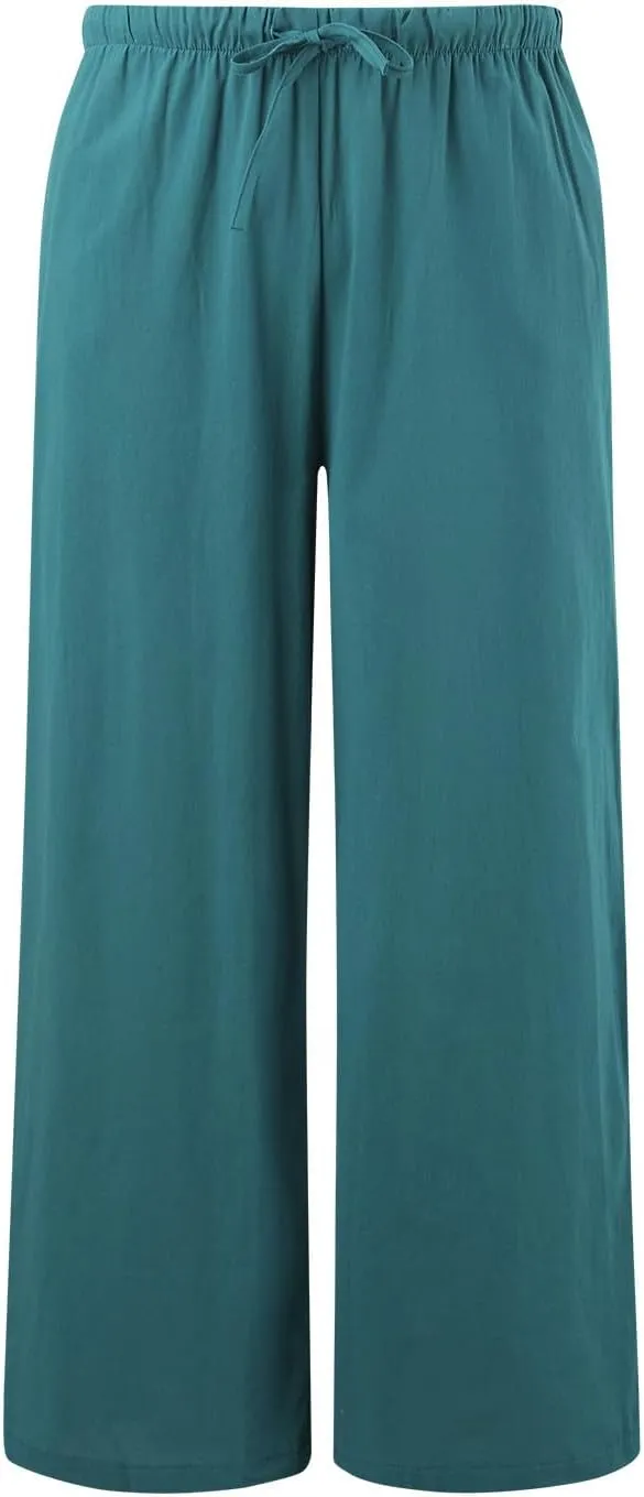 Linen Flowy Pants for Women Wide Leg Beach Pants Summer Vacation Boho Pants Casual Yoga Pants Women Holiday Lounge Pants