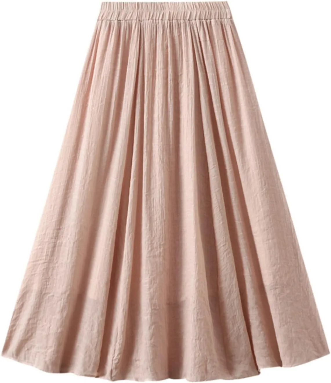 Linen Maxi Skirts for Women Flowy Cotton Pleated A-Line Long Skirt Boho Elastic Waist Drawstring 2025 Summer Dress