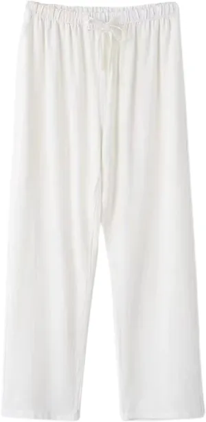 Linen Pants for Mens Casual Pants Summer Beach Pants Drawstring Yoga Pants Soft Elastic Waist Pants