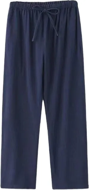 Linen Pants for Mens Casual Pants Summer Beach Pants Drawstring Yoga Pants Soft Elastic Waist Pants