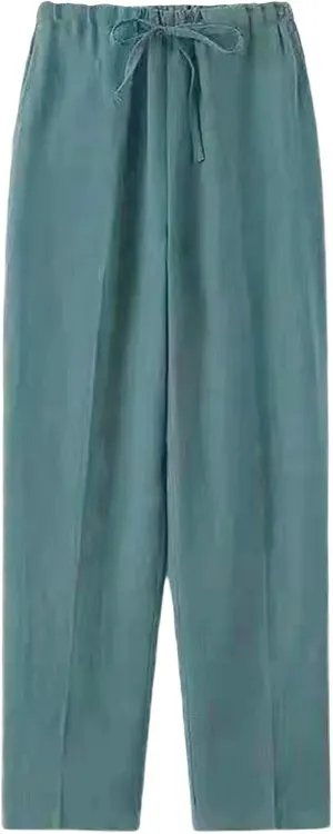 Linen Pants for Mens Casual Pants Summer Beach Pants Drawstring Yoga Pants Soft Elastic Waist Pants