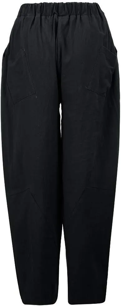 Linen Pants Mens Casual Pants Drawstring Beach Pants Relaxed-Fit Yoga Pants Summer Elastic Waist Pants