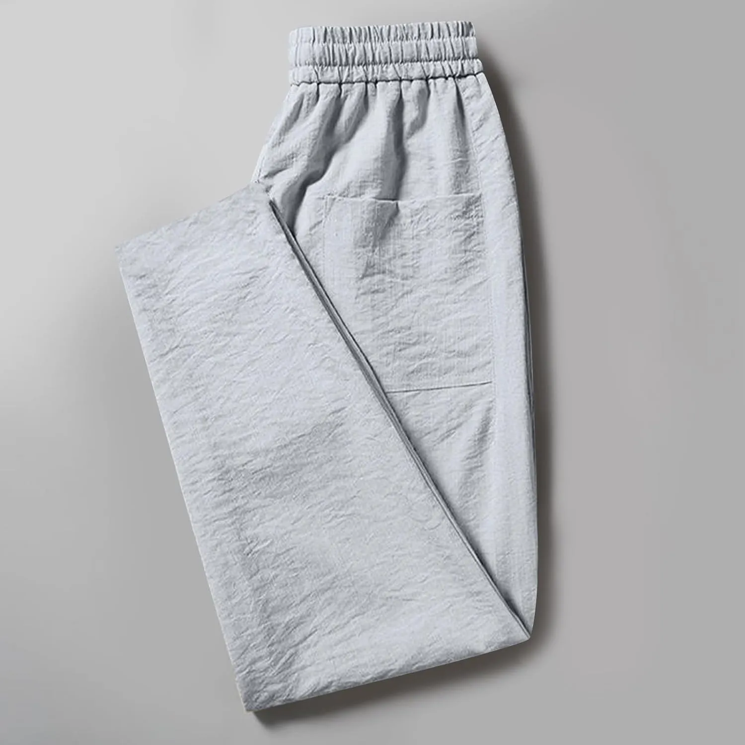 Linen Pants Mens Casual Pants Summer Beach Pants Drawstring Yoga Pants Soft Elastic Waist Pants