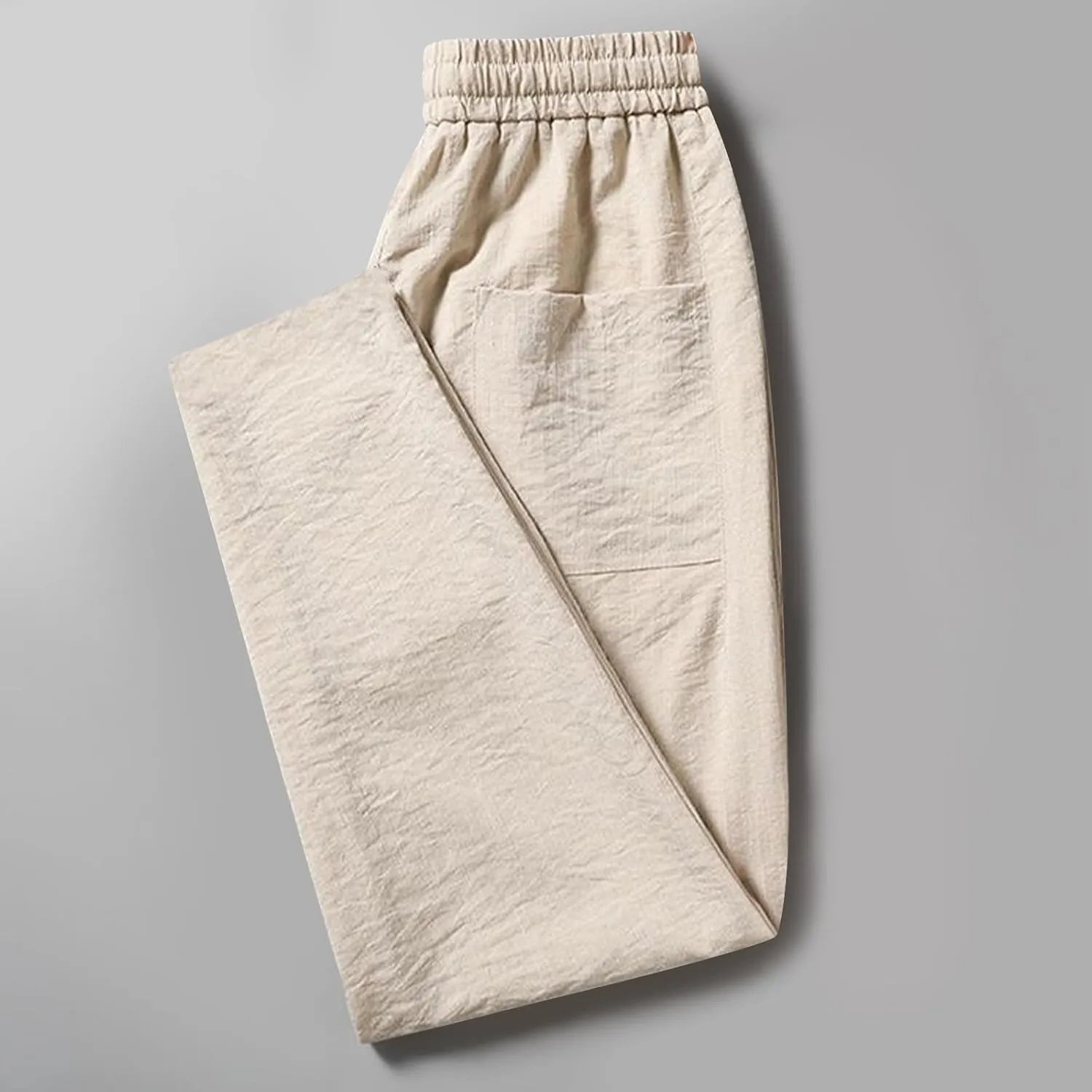 Linen Pants Mens Casual Pants Summer Beach Pants Drawstring Yoga Pants Soft Elastic Waist Pants
