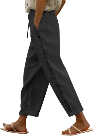 Linen Pants Wide Leg Dress Pants High Waisted Yoga Pants Women's Summer Linen Pants Casual Palazzo Pants Trousers