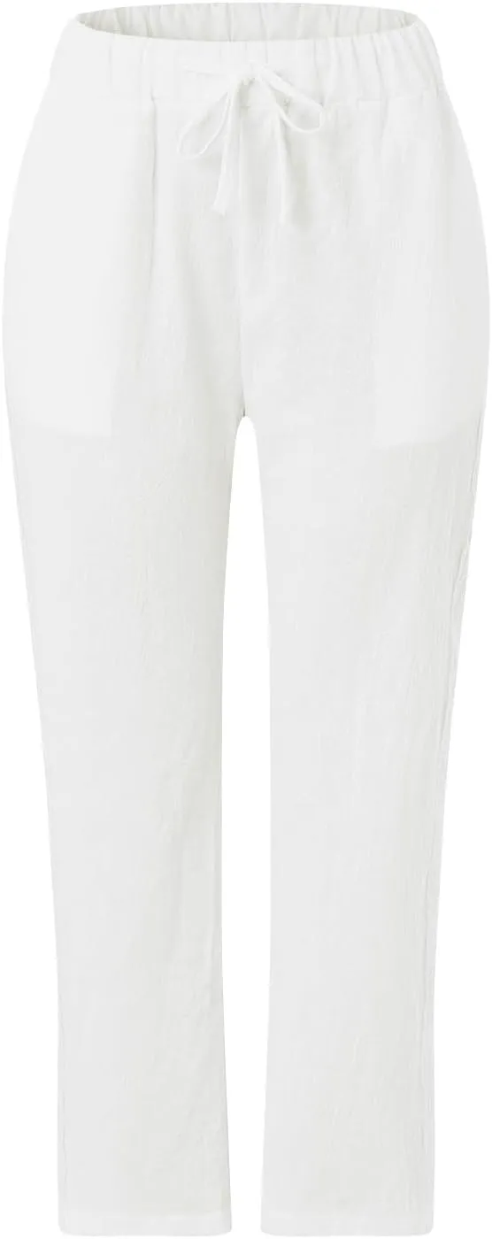Linen Pants Wide Leg Dress Pants High Waisted Yoga Pants Women's Summer Linen Pants Casual Palazzo Pants Trousers