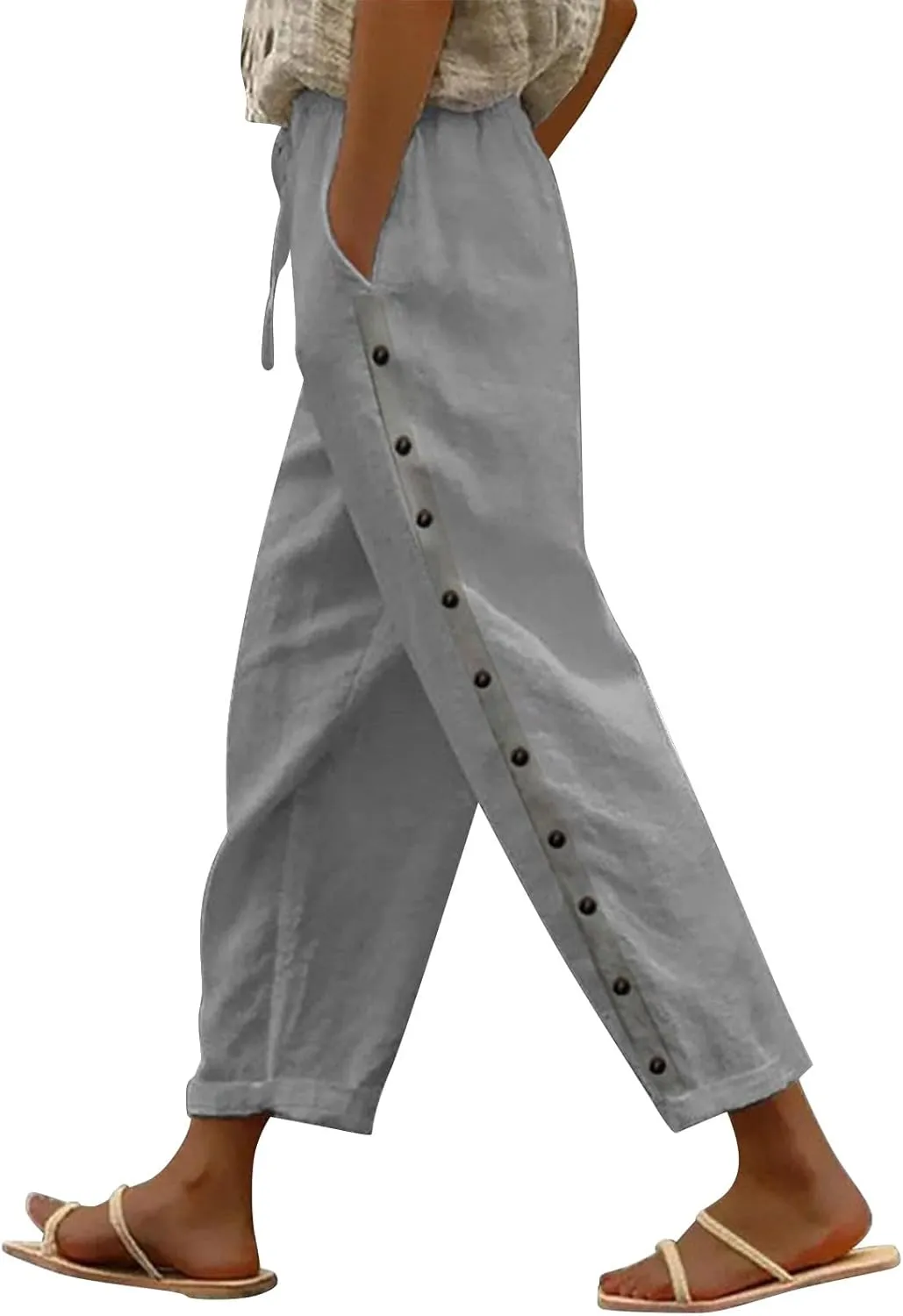 Linen Pants Wide Leg Dress Pants High Waisted Yoga Pants Women's Summer Linen Pants Casual Palazzo Pants Trousers