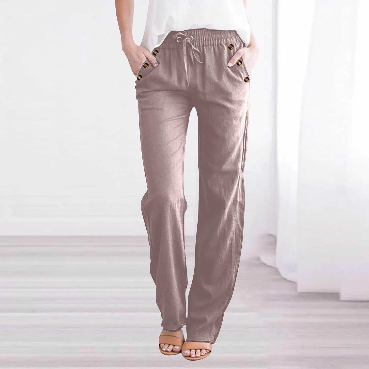 Linen Pants Women Cotton Linen Pants Straight Leg Lightweight Pants Summer Pants Plus Size Pants Loose Fit Trousers