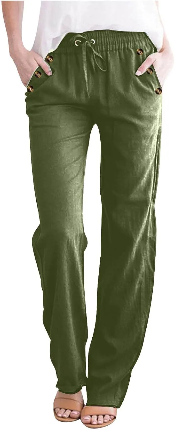 Linen Pants Women Cotton Linen Pants Straight Leg Lightweight Pants Summer Pants Plus Size Pants Loose Fit Trousers