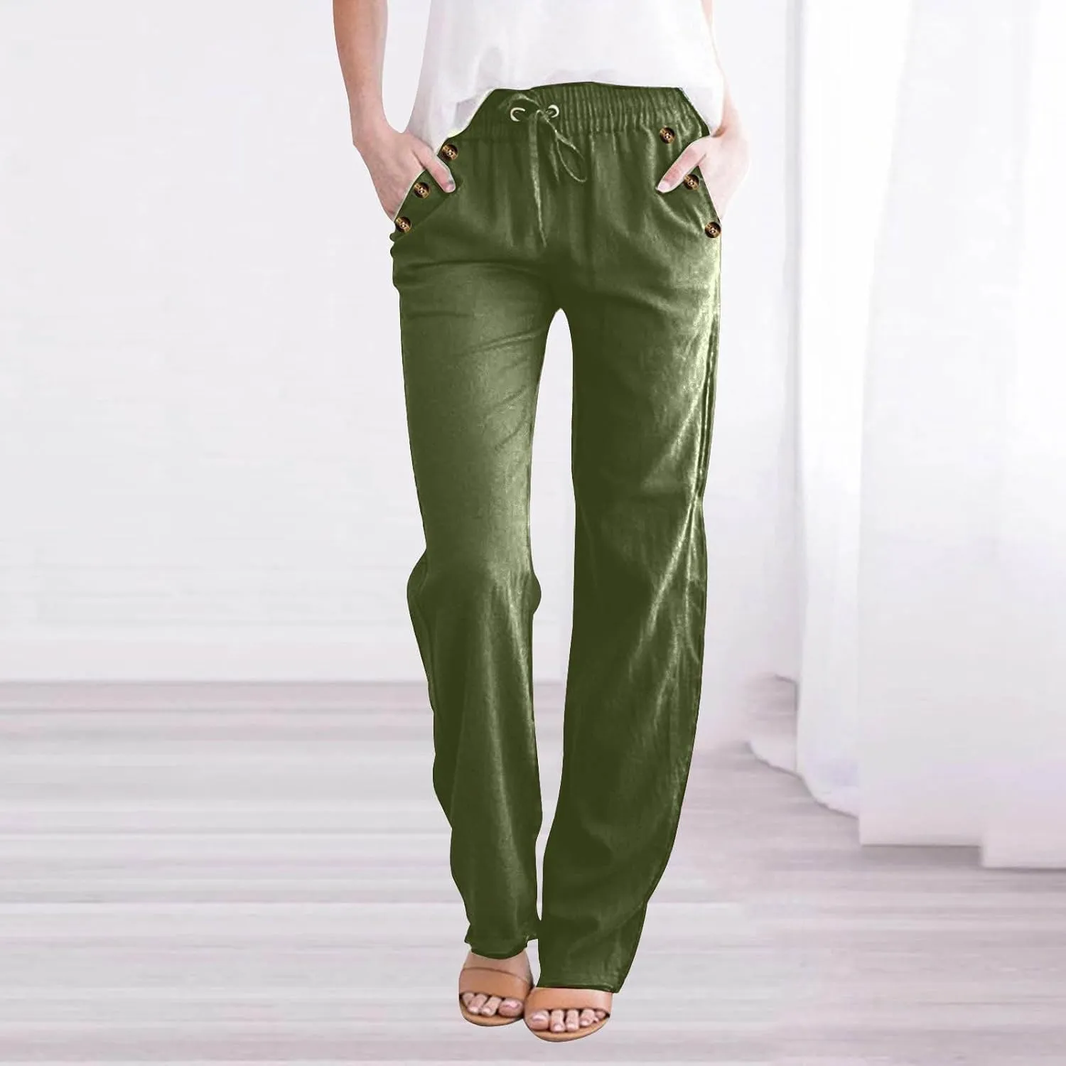 Linen Pants Women Cotton Linen Pants Straight Leg Lightweight Pants Summer Pants Plus Size Pants Loose Fit Trousers