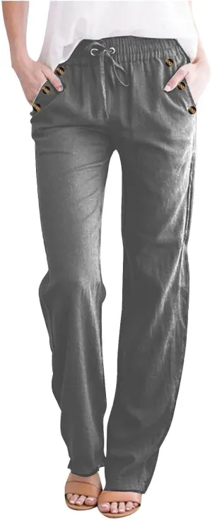 Linen Pants Women Cotton Linen Pants Straight Leg Lightweight Pants Summer Pants Plus Size Pants Loose Fit Trousers