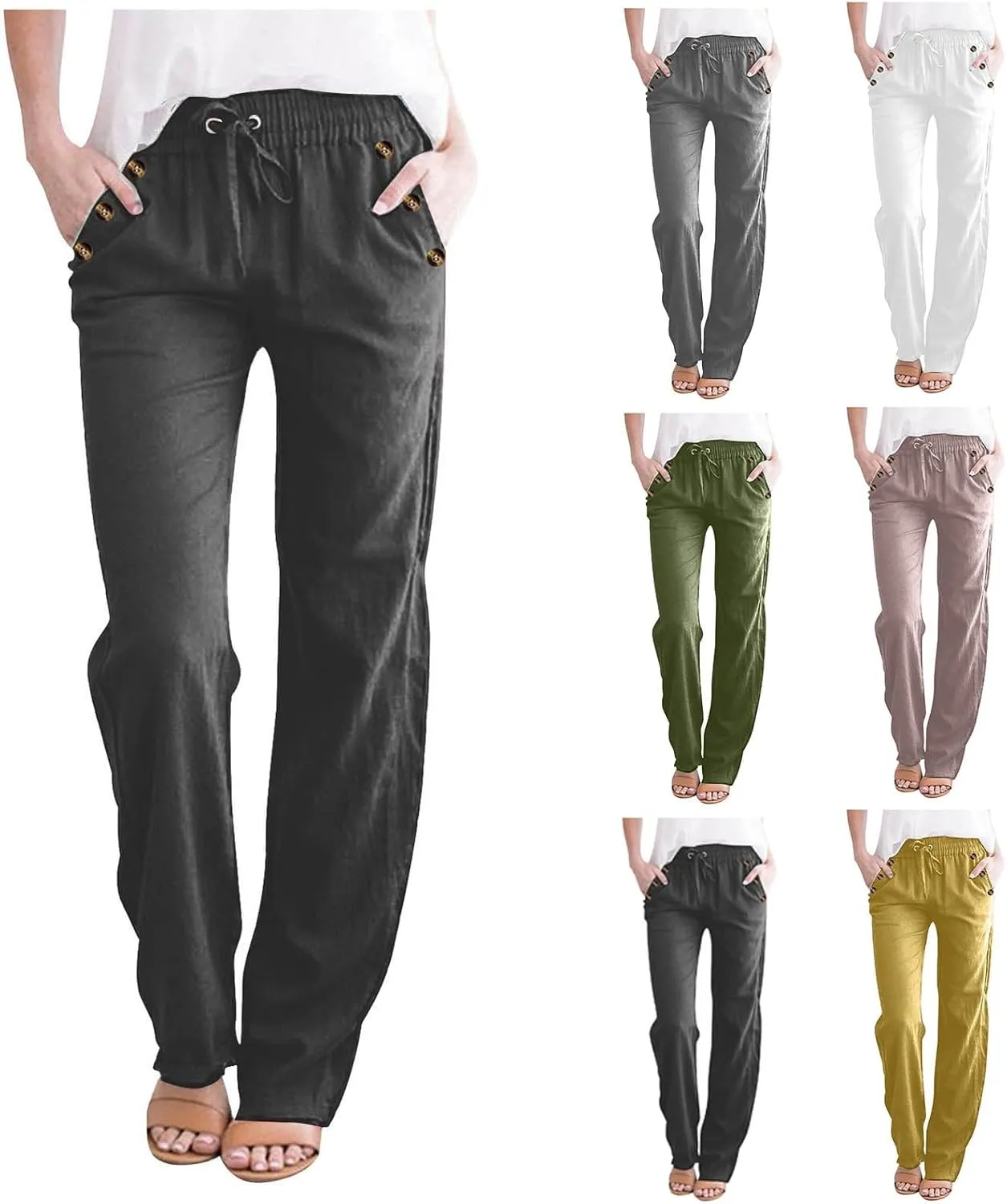 Linen Pants Women Cotton Linen Pants Straight Leg Lightweight Pants Summer Pants Plus Size Pants Loose Fit Trousers