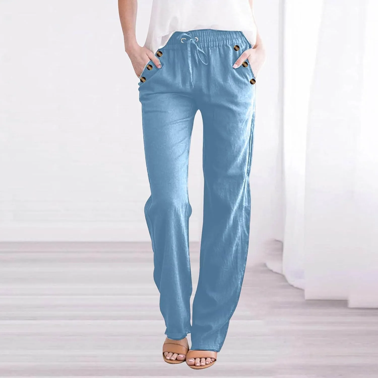 Linen Pants Women Cotton Linen Pants Straight Leg Lightweight Pants Summer Pants Plus Size Pants Loose Fit Trousers