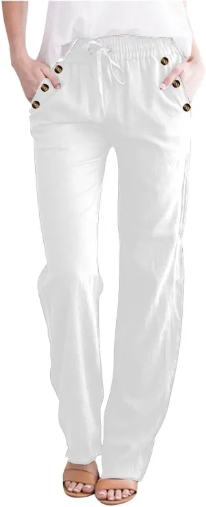Linen Pants Women Cotton Linen Pants Straight Leg Lightweight Pants Summer Pants Plus Size Pants Loose Fit Trousers