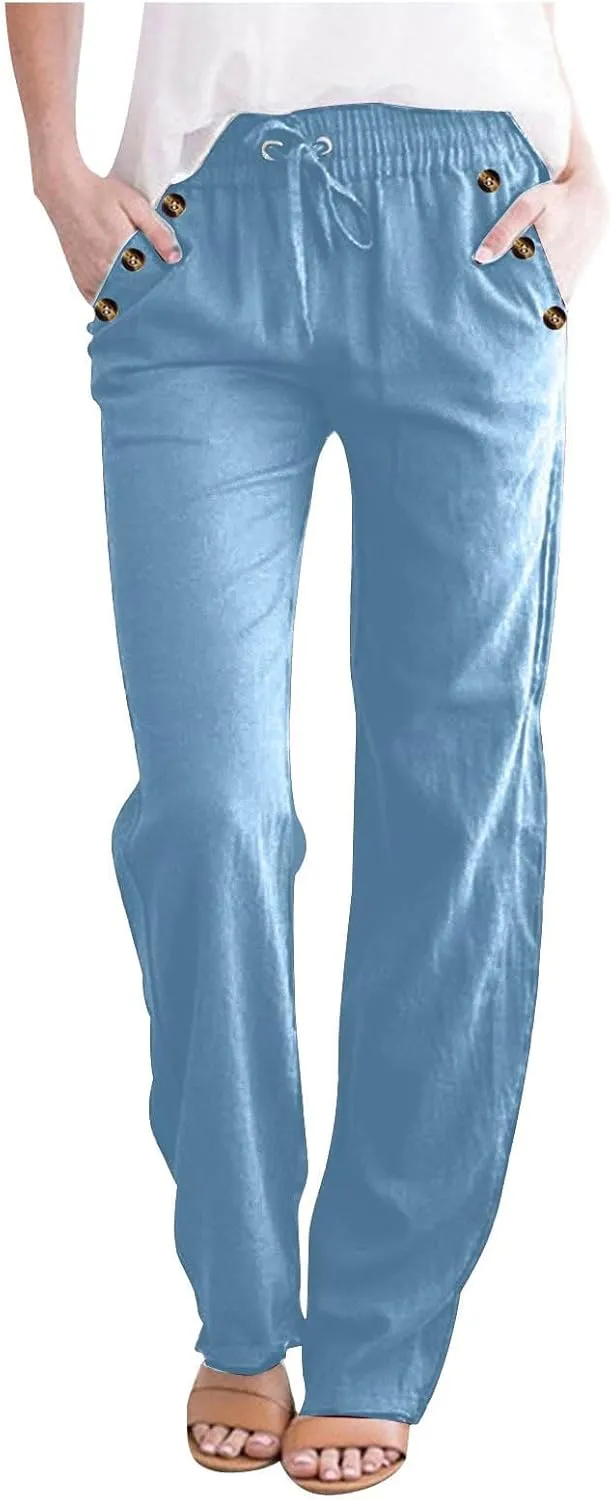 Linen Pants Women Cotton Linen Pants Straight Leg Lightweight Pants Summer Pants Plus Size Pants Loose Fit Trousers