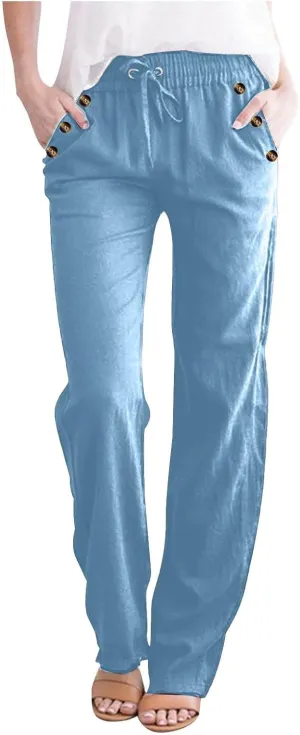 Linen Pants Women Cotton Linen Pants Straight Leg Lightweight Pants Summer Pants Plus Size Pants Loose Fit Trousers