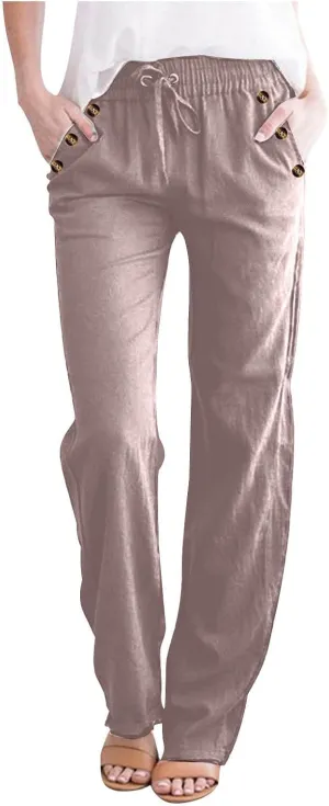 Linen Pants Women Cotton Linen Pants Straight Leg Lightweight Pants Summer Pants Plus Size Pants Loose Fit Trousers