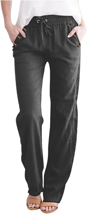 Linen Pants Women Cotton Linen Pants Straight Leg Lightweight Pants Summer Pants Plus Size Pants Loose Fit Trousers