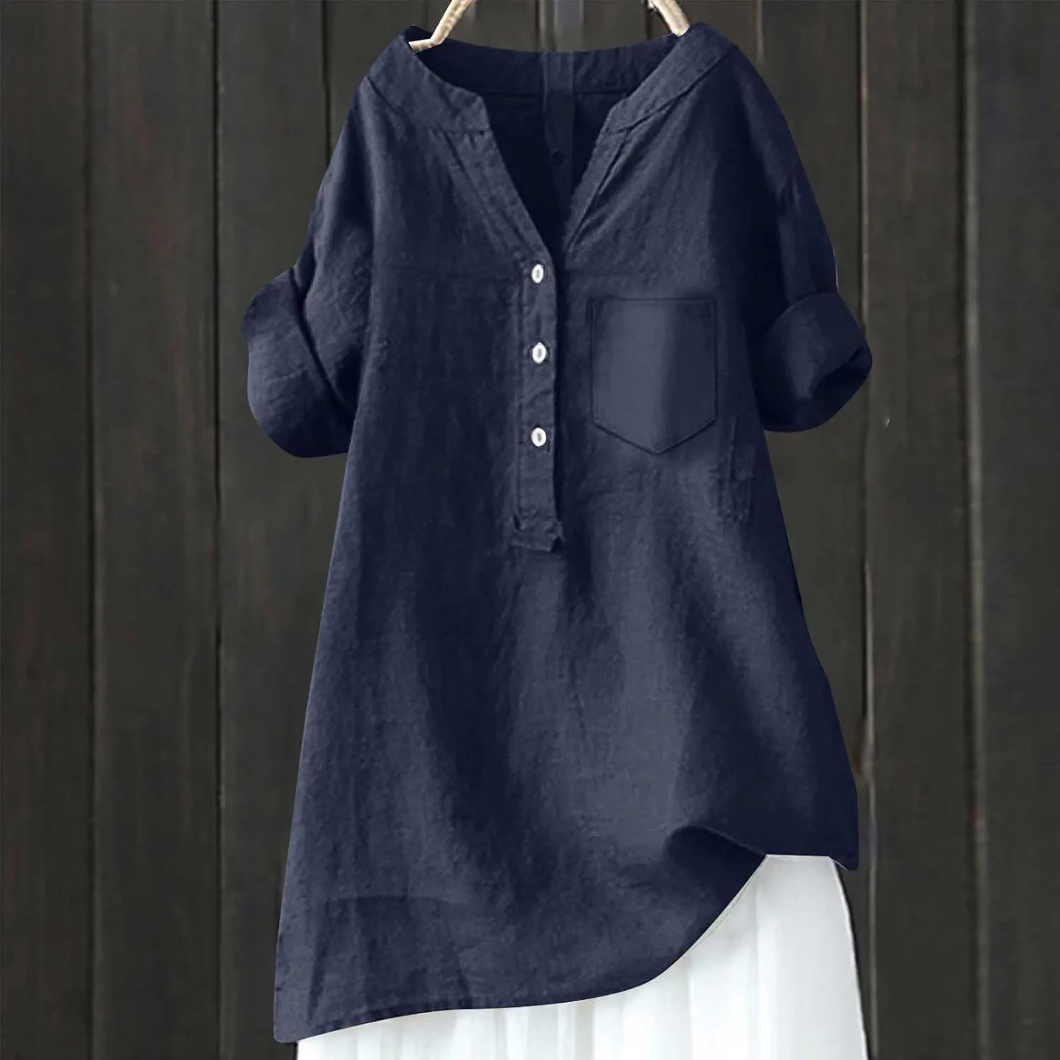 Linen Shirt for Women Breathable Tops Loose Crewneck Tops Womens Daily t Shirts Summer Shirts for Women 2024