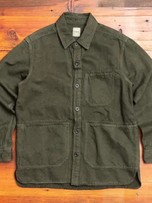 Linen Shirt Jacket in Khaki