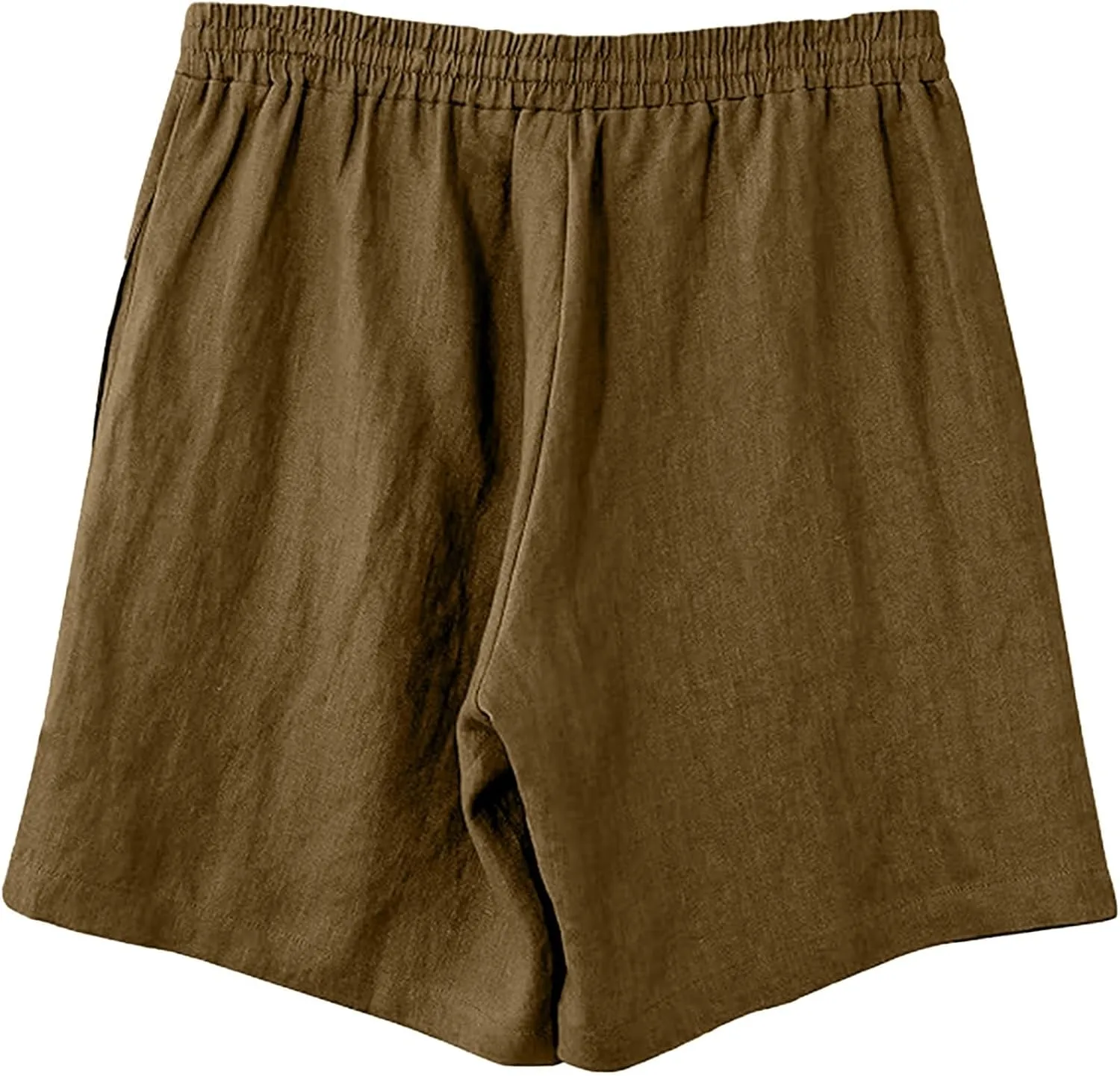 Linen Shorts for Men Elastic Waist Drawstring Shorts Relaxed Fit Summer Lightweight Pants with Pockets