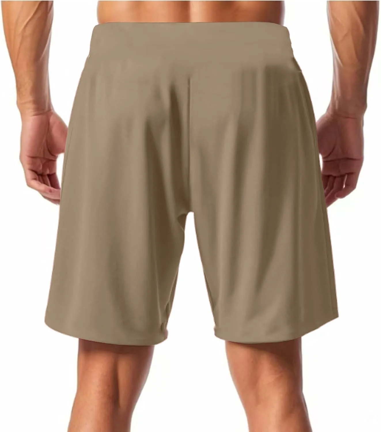 Linen Shorts for Men Elastic Waist Drawstring Shorts Relaxed Fit Summer Lightweight Pants with Pockets