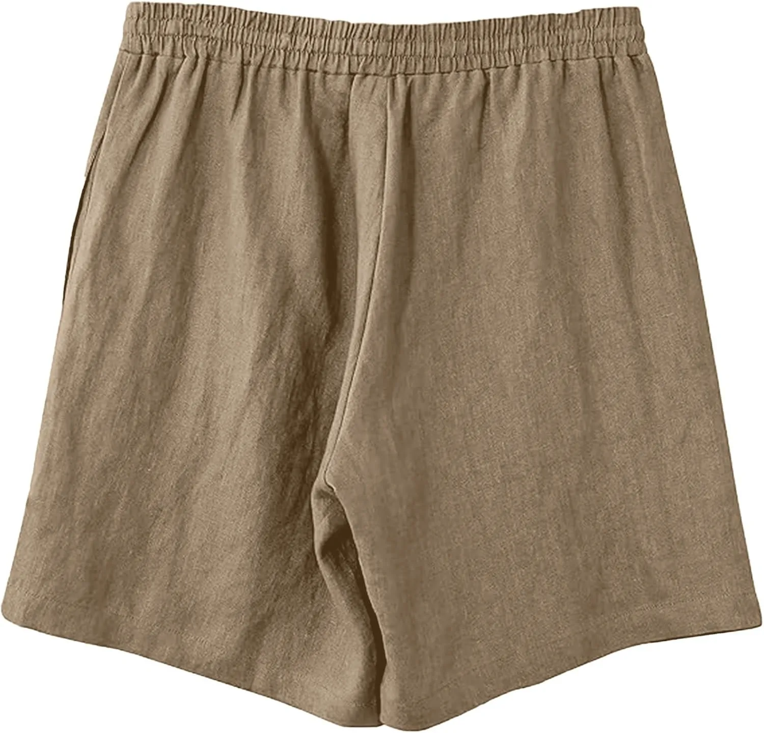 Linen Shorts for Men Elastic Waist Drawstring Shorts Relaxed Fit Summer Lightweight Pants with Pockets