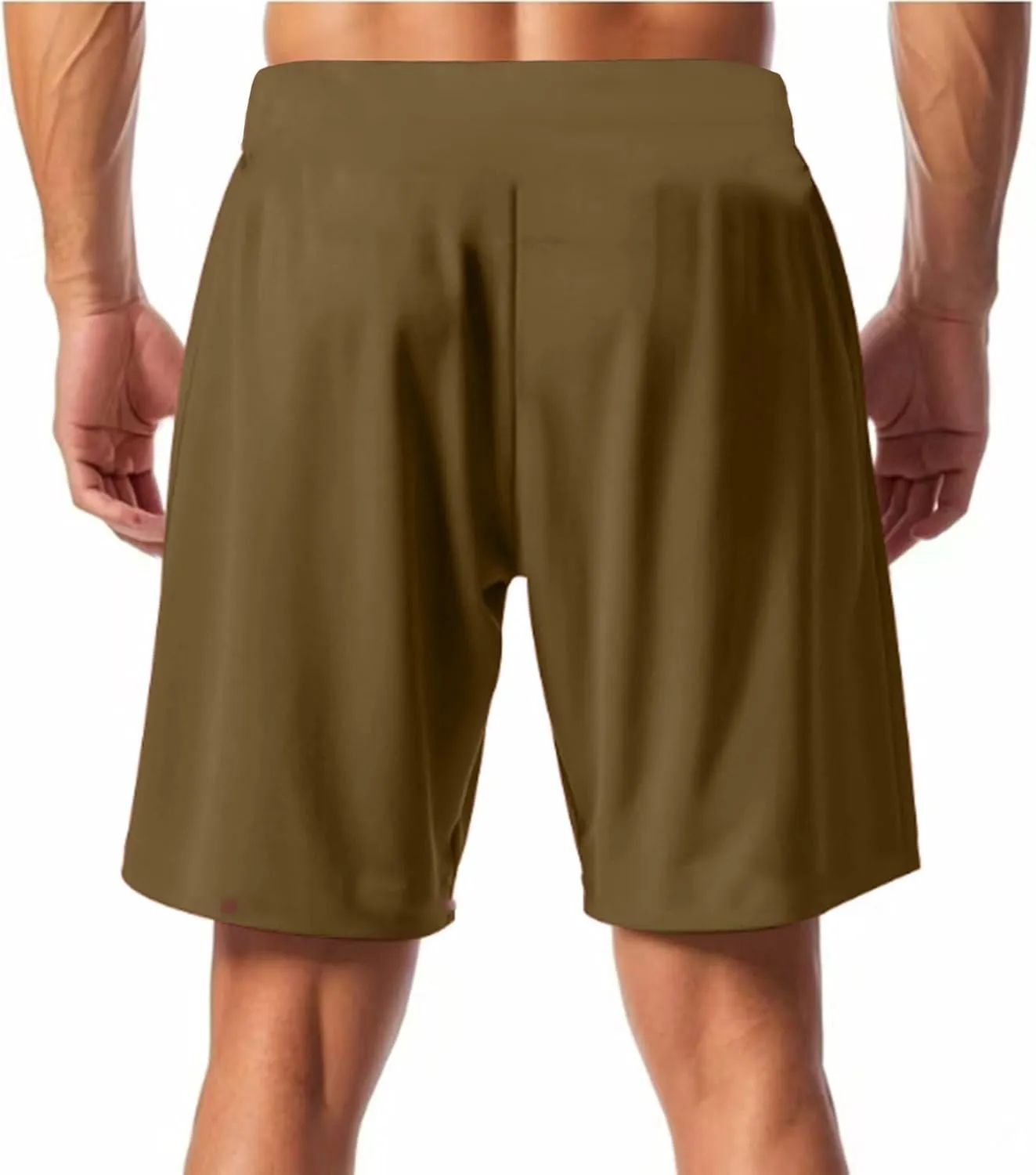Linen Shorts for Men Elastic Waist Drawstring Shorts Relaxed Fit Summer Lightweight Pants with Pockets