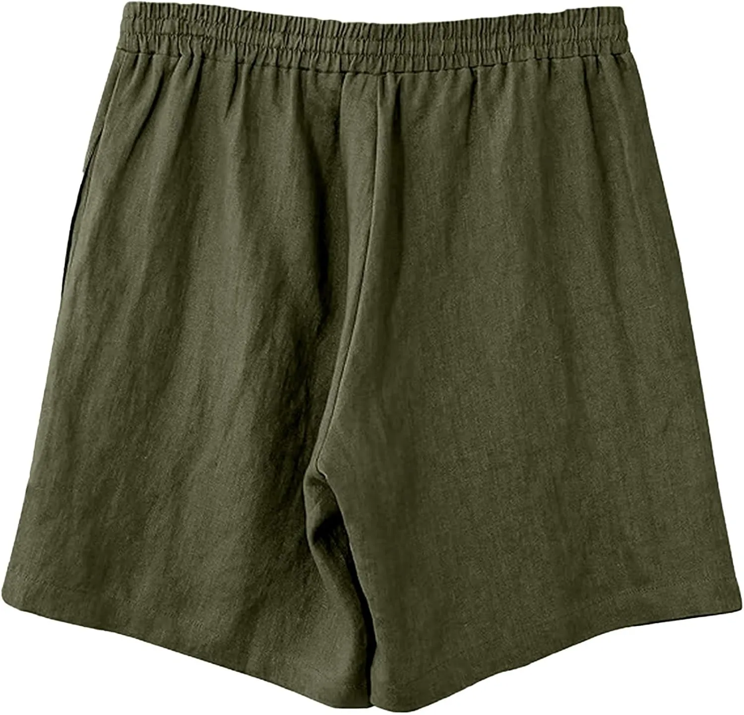 Linen Shorts for Men Elastic Waist Drawstring Shorts Relaxed Fit Summer Lightweight Pants with Pockets
