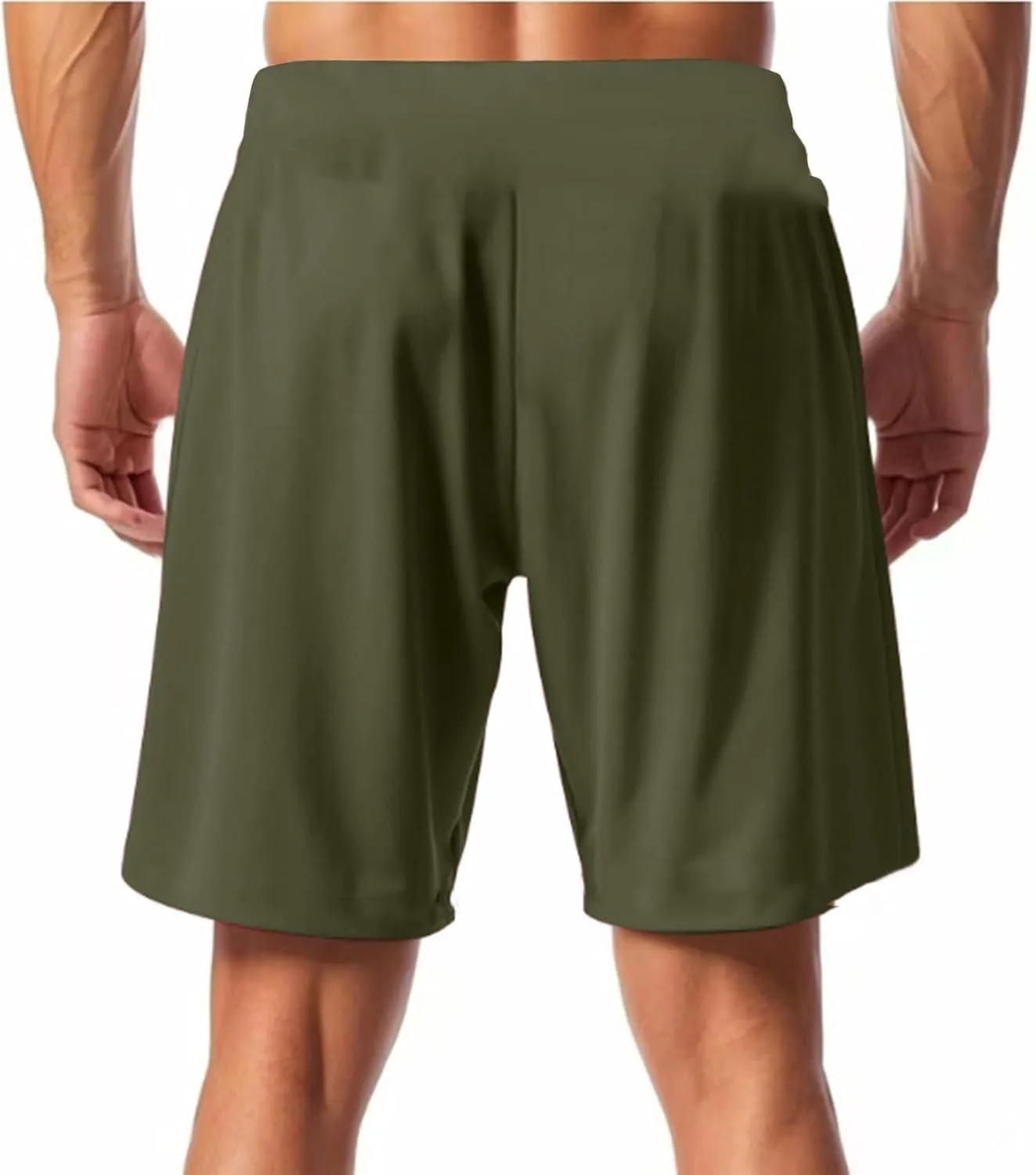 Linen Shorts for Men Elastic Waist Drawstring Shorts Relaxed Fit Summer Lightweight Pants with Pockets