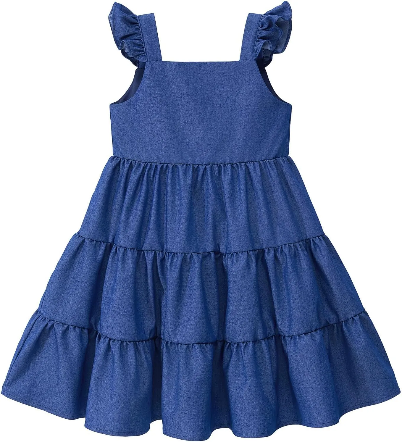 Little Bitty Toddler Summer Girls Dresses Flutter Sleeve Casual Skater Swing Wedding Guest Cocktail Party Sundress 2-7 Years