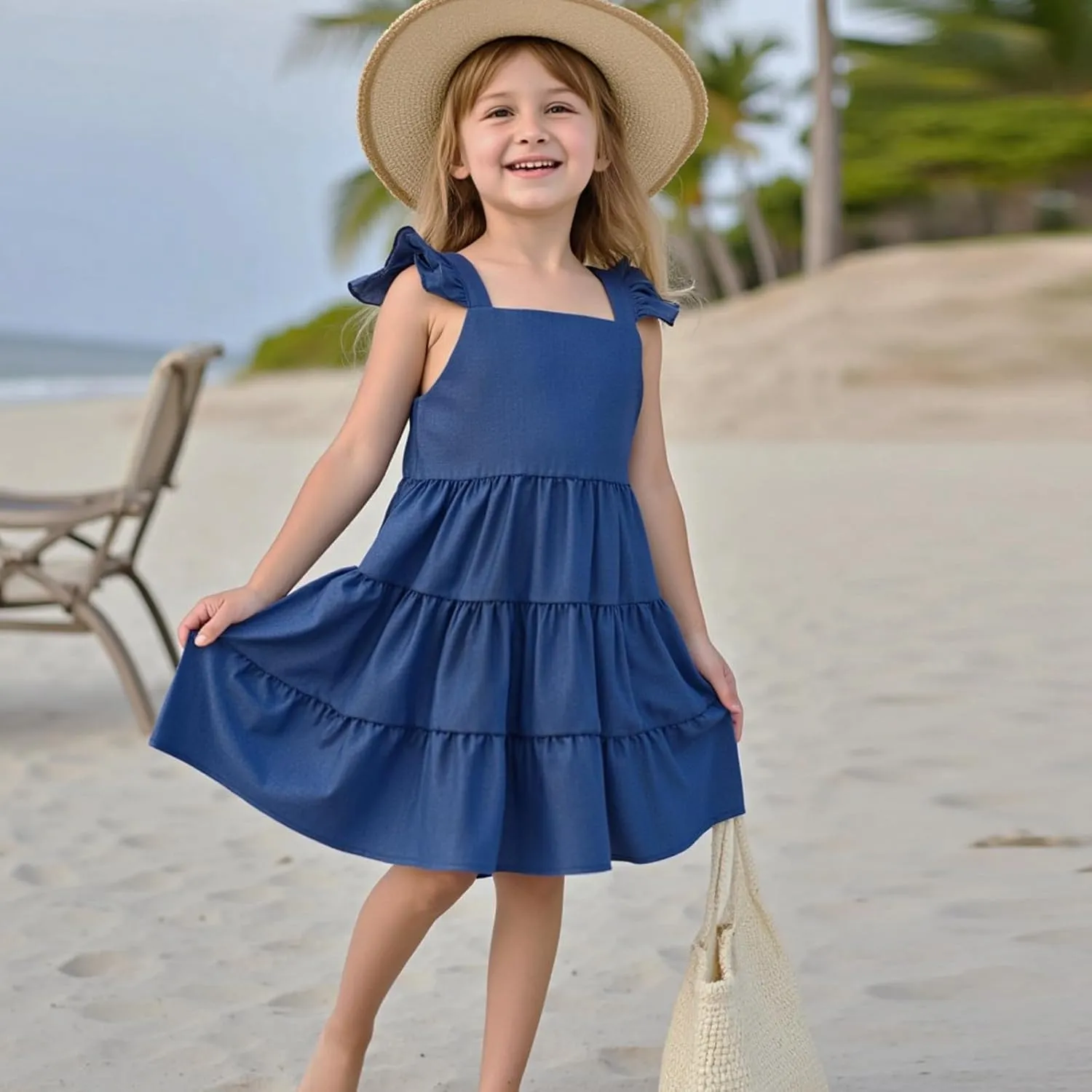 Little Bitty Toddler Summer Girls Dresses Flutter Sleeve Casual Skater Swing Wedding Guest Cocktail Party Sundress 2-7 Years