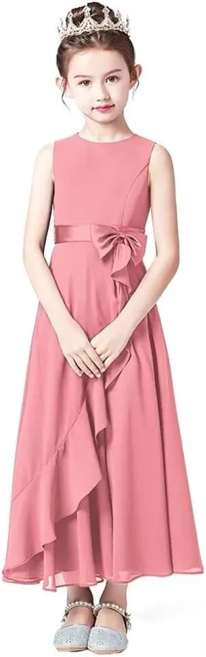 Little Juniors Girl Long Bridesmaid Dress Wedding Flower Girls Formal Pageant Party Dresses Chiffon Sleeveless
