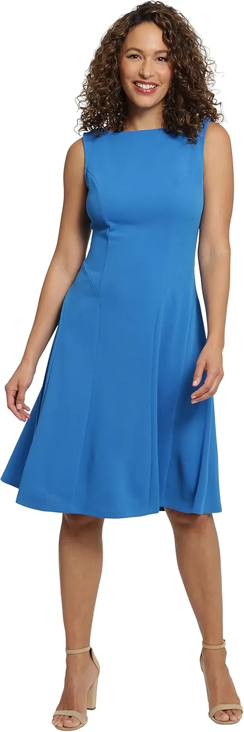 London Times Women's Perfect Versatile Scuba Crepe Fit & Flare Dress Event Guest of Occasion Office Career