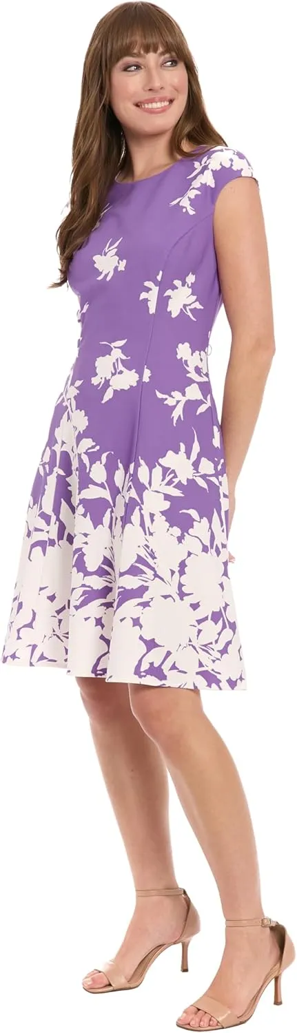 London Times Women's Perfect Versatile Scuba Crepe Fit & Flare Dress Event Guest of Occasion Office Career