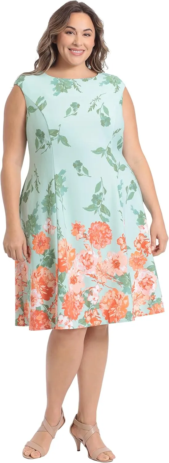 London Times Women's Perfect Versatile Scuba Crepe Fit & Flare Dress Event Guest of Occasion Office Career