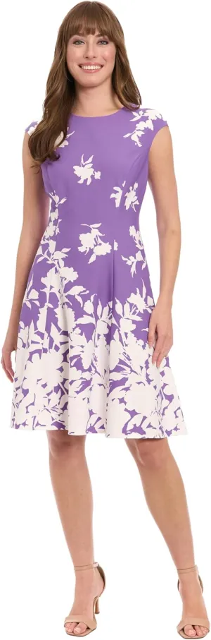 London Times Women's Perfect Versatile Scuba Crepe Fit & Flare Dress Event Guest of Occasion Office Career