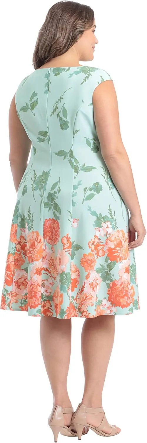 London Times Women's Perfect Versatile Scuba Crepe Fit & Flare Dress Event Guest of Occasion Office Career