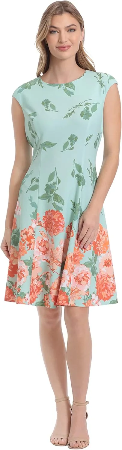 London Times Women's Perfect Versatile Scuba Crepe Fit & Flare Dress Event Guest of Occasion Office Career