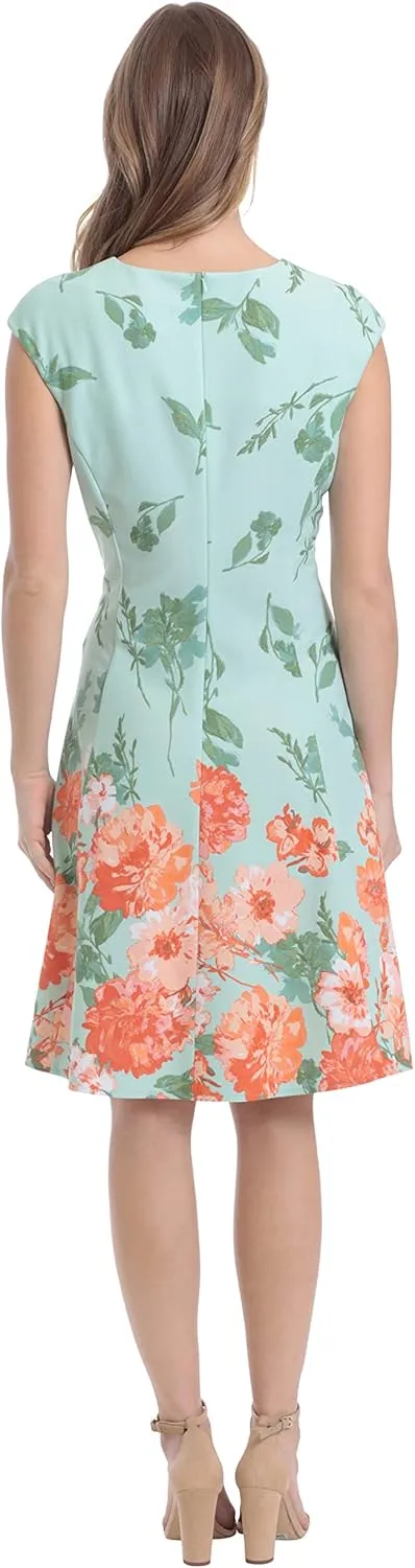 London Times Women's Perfect Versatile Scuba Crepe Fit & Flare Dress Event Guest of Occasion Office Career
