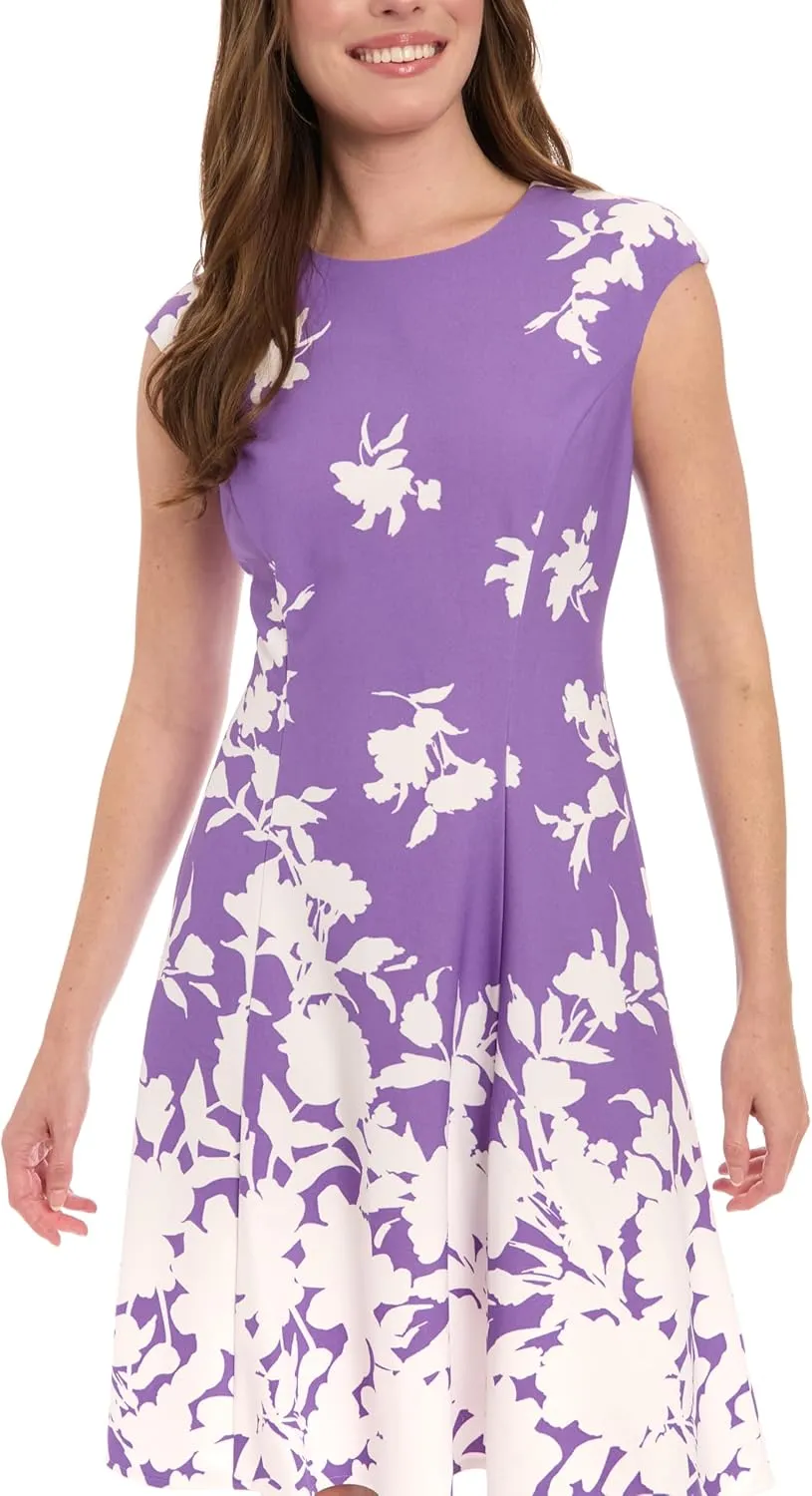London Times Women's Perfect Versatile Scuba Crepe Fit & Flare Dress Event Guest of Occasion Office Career