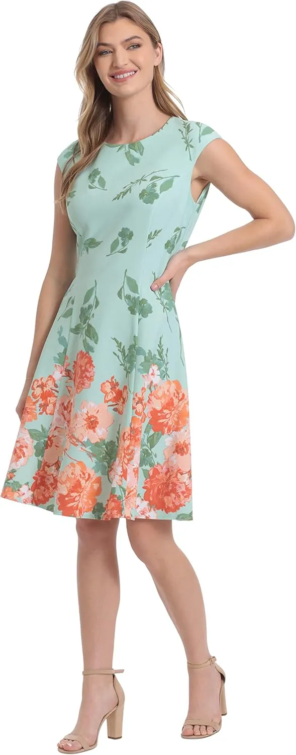 London Times Women's Perfect Versatile Scuba Crepe Fit & Flare Dress Event Guest of Occasion Office Career