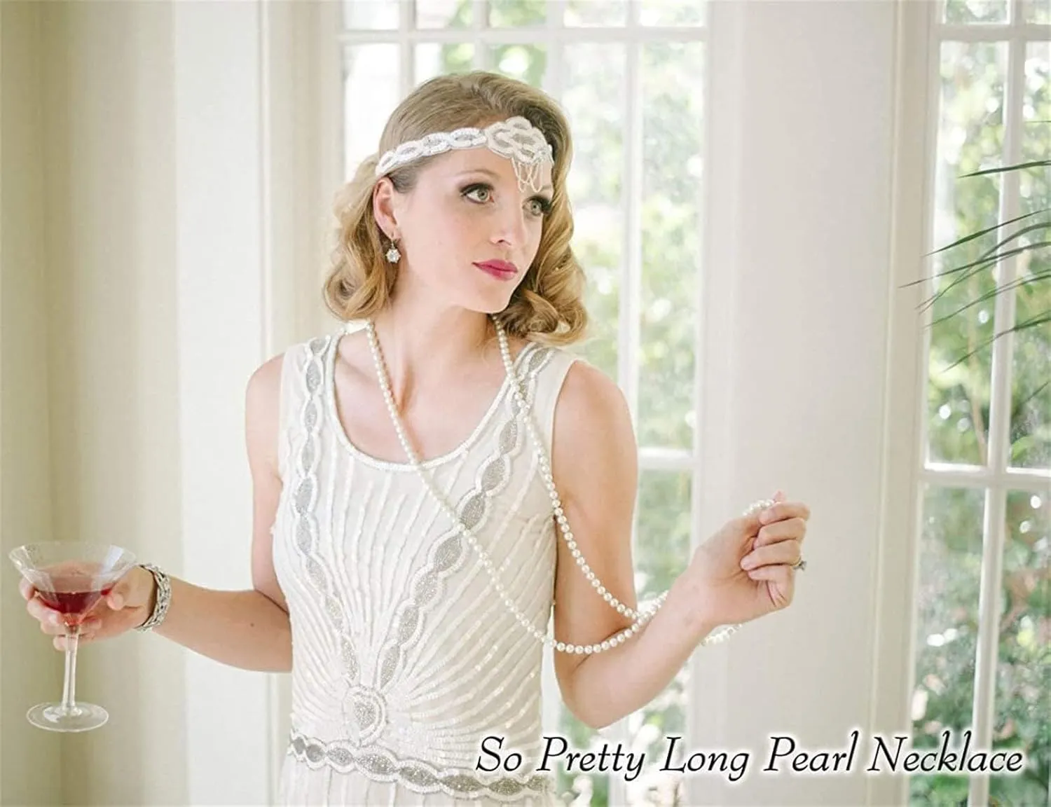 Long Pearl Necklaces Cream White Faux Pearl Necklaces Strand Layered Pearl Necklace for Women Costume Jewelry