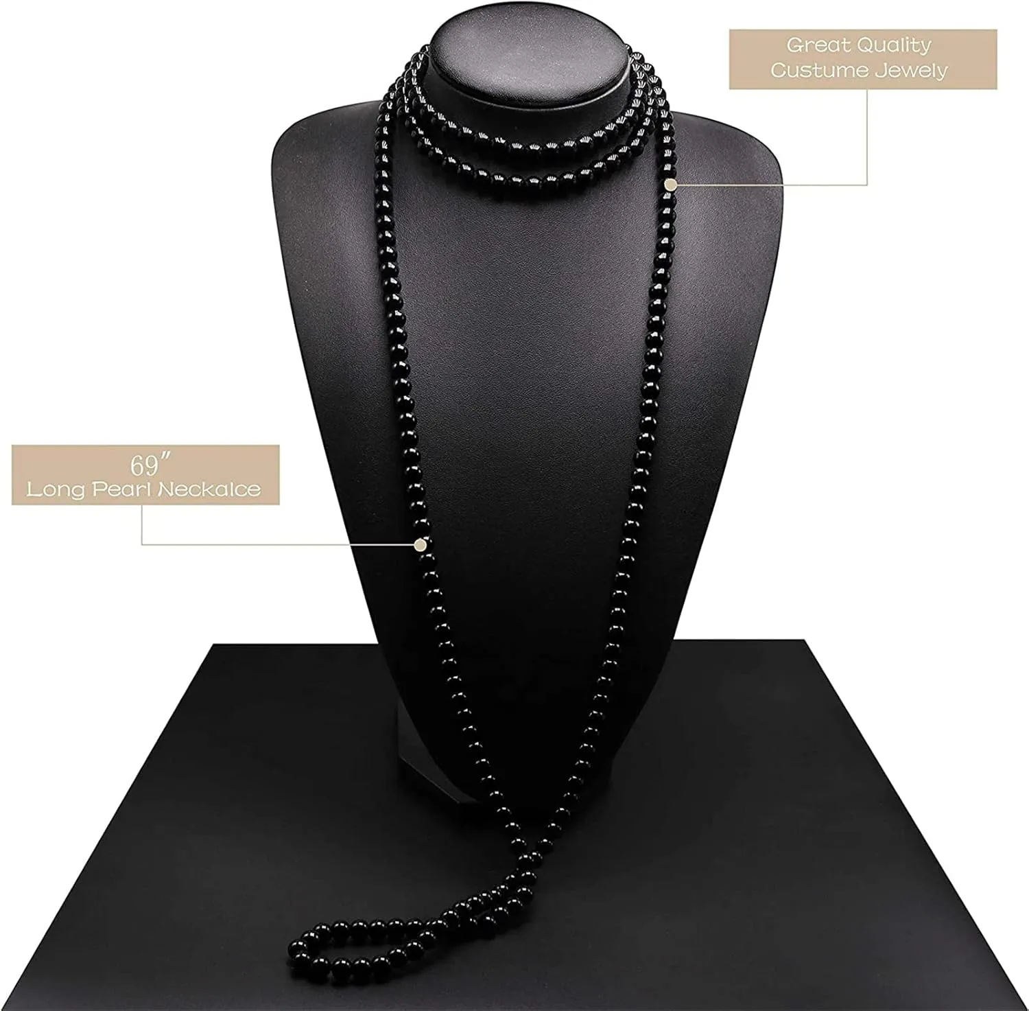 Long Pearl Necklaces Cream White Faux Pearl Necklaces Strand Layered Pearl Necklace for Women Costume Jewelry