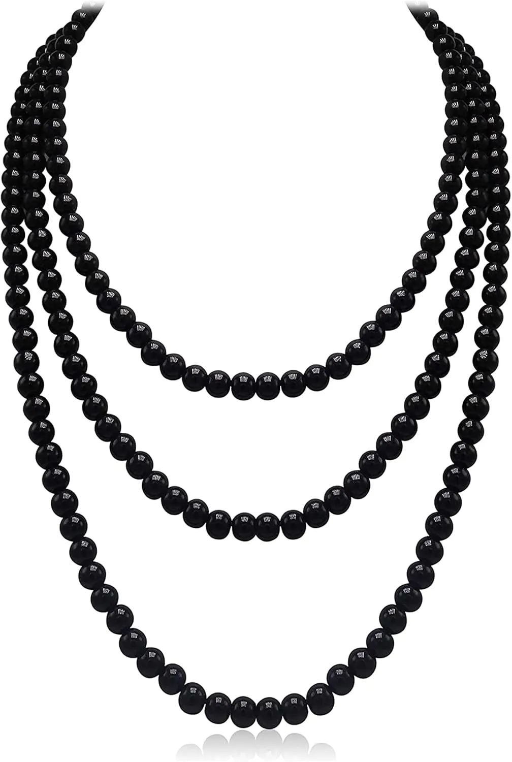 Long Pearl Necklaces Cream White Faux Pearl Necklaces Strand Layered Pearl Necklace for Women Costume Jewelry