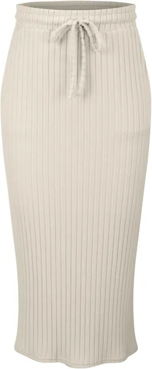 Long Skirts for Women 2025 Summer Trendy Maxi Skirt with Pockets Ribbed Knit Stretchy Soft Daily Outfits