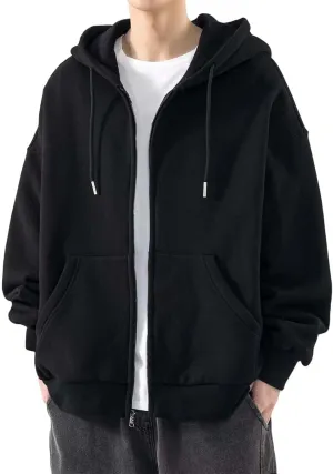 Long Sleeve Hooded Sweatshirt Pockets Mens Simple Casual Loose Hoodless Oversize Zipper Solid Stand Collar Hoodless