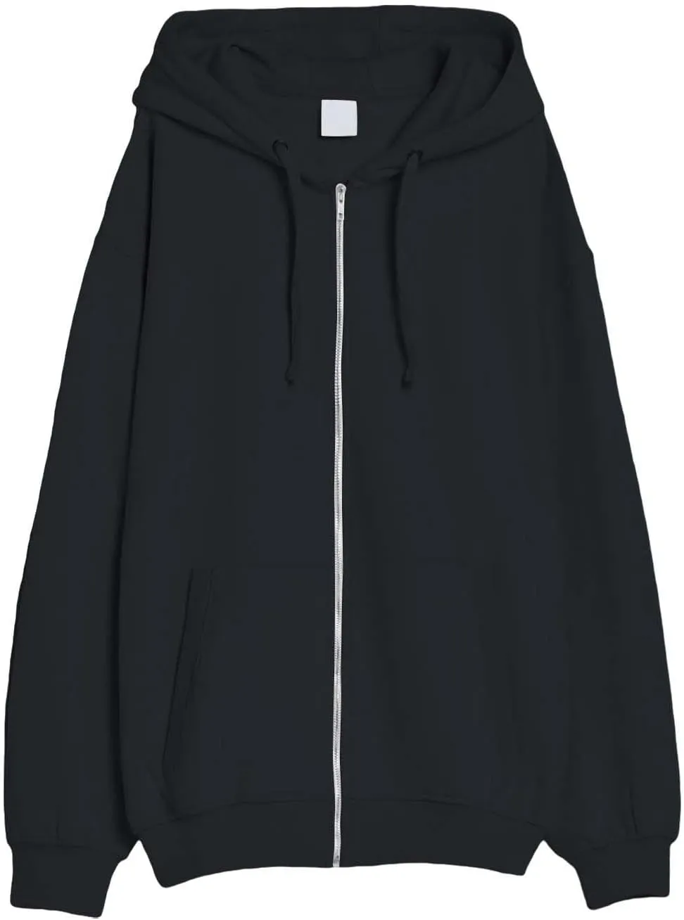 Long Sleeve Hooded Sweatshirt Pockets Mens Simple Casual Loose Hoodless Oversize Zipper Solid Stand Collar Hoodless